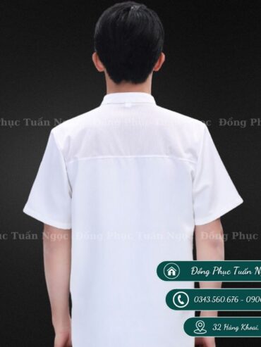 Áo bếp ngắn tay màu trắng 46