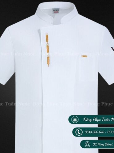 Áo bếp ngắn tay màu trắng 46