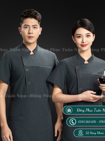 Áo bếp ngắn tay màu xám 30