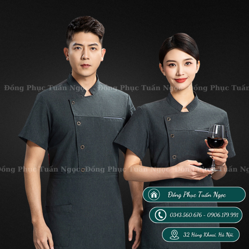 Áo bếp ngắn tay mẫu 24 - 6