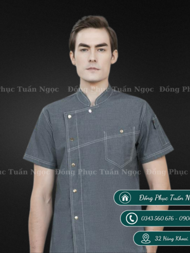 Áo bếp ngắn tay màu xám 33