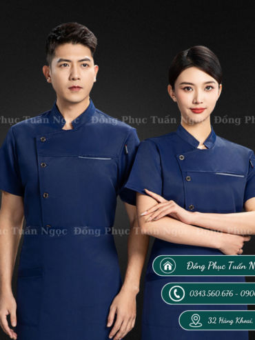 Áo bếp cộc tay màu xanh 31