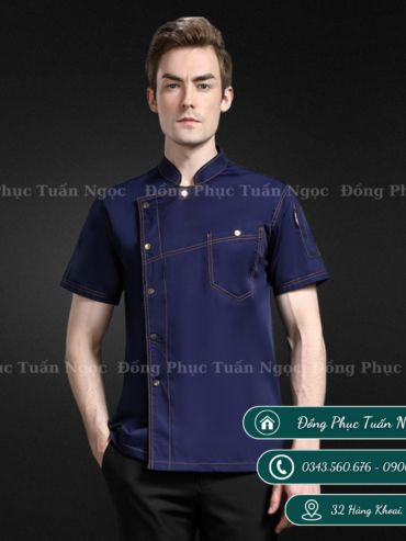 Áo bếp ngắn tay màu xnah 35