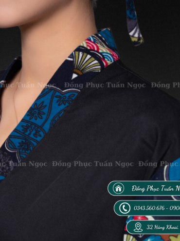 Áo bếp nhật tay lỡ màu đen 47