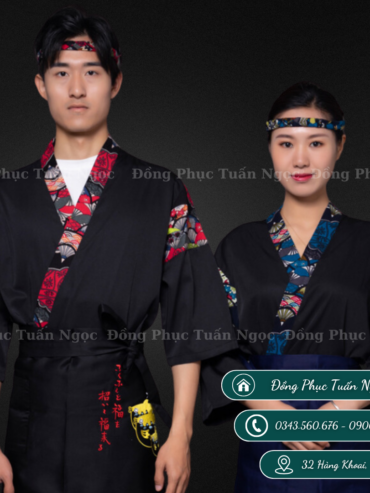 Áo bếp nhật tay lỡ màu đen 47