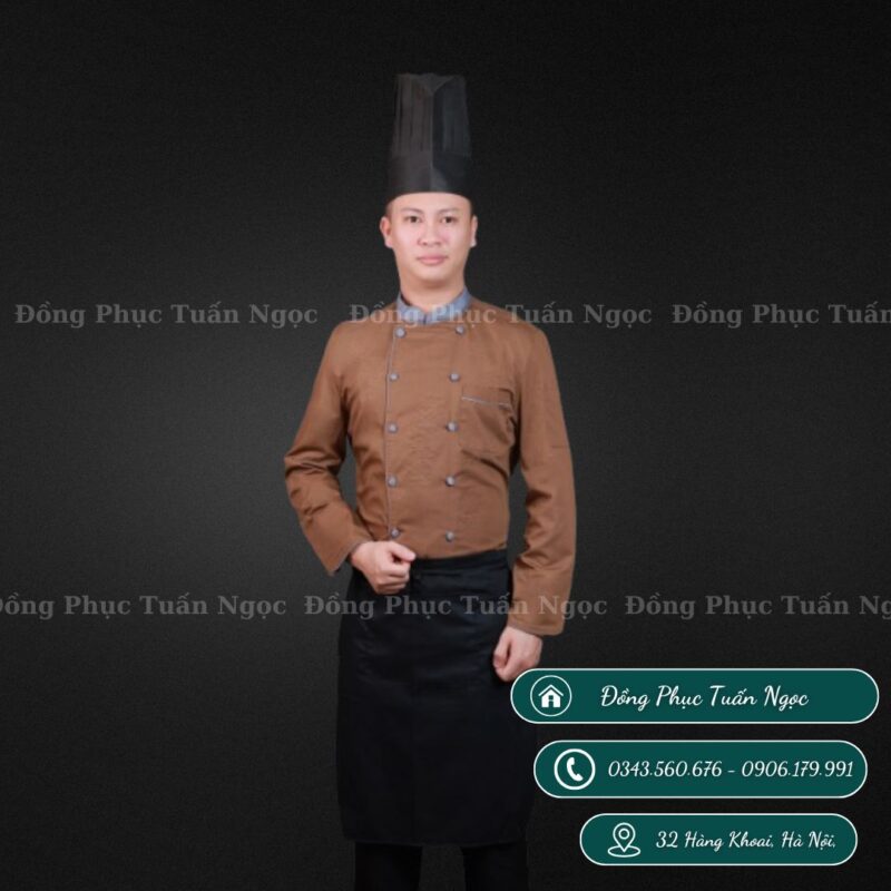 Áo bếp dài tay màu nâu 36 - 1