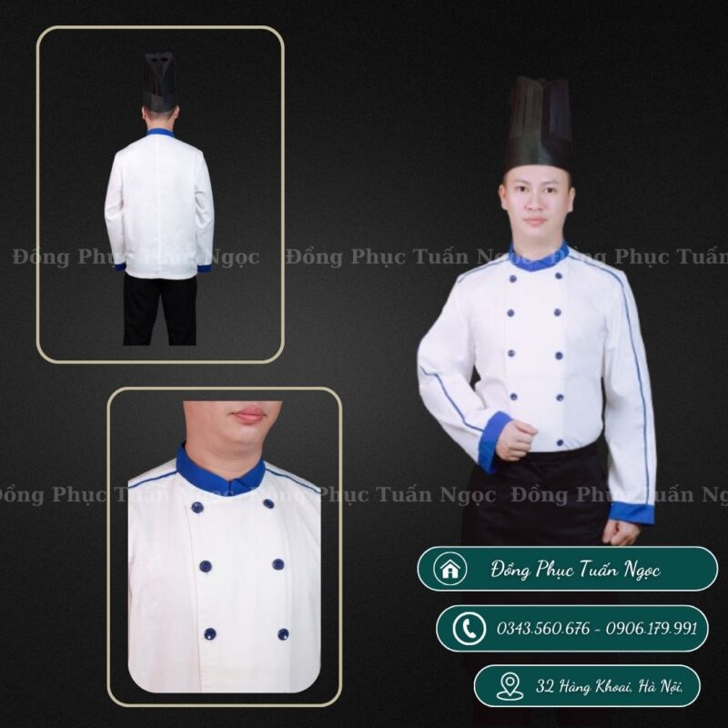 Áo bếp dài tay màu trắng 42 - 1