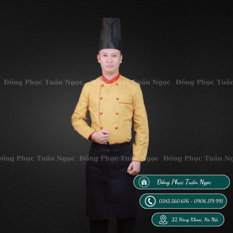 Áo bếp dài tay màu vàng 35 - 1