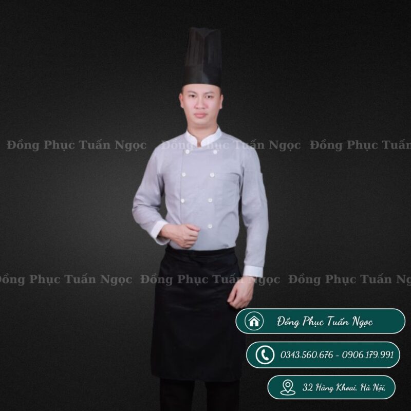 Áo bếp dài tay màu xám 39 - 1