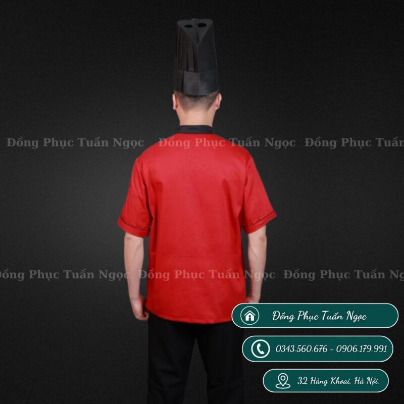 Áo bếp ngắn tay màu đỏ 34 - 2