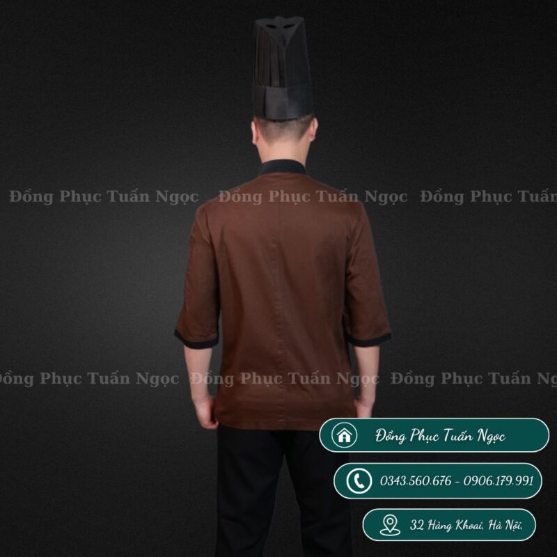 Áo bếp ngắn tay màu nâu 37 - 2