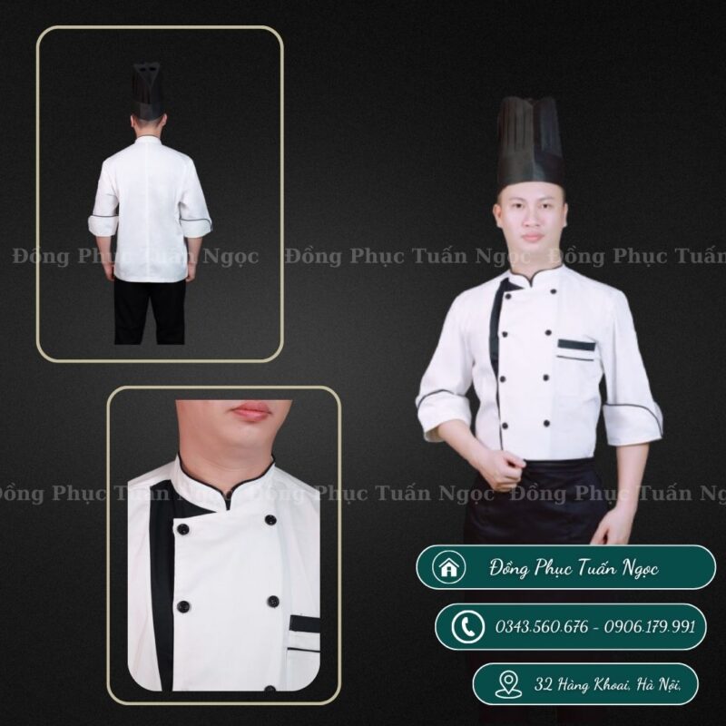 Áo bếp ngắn tay màu trắng 41 - 1