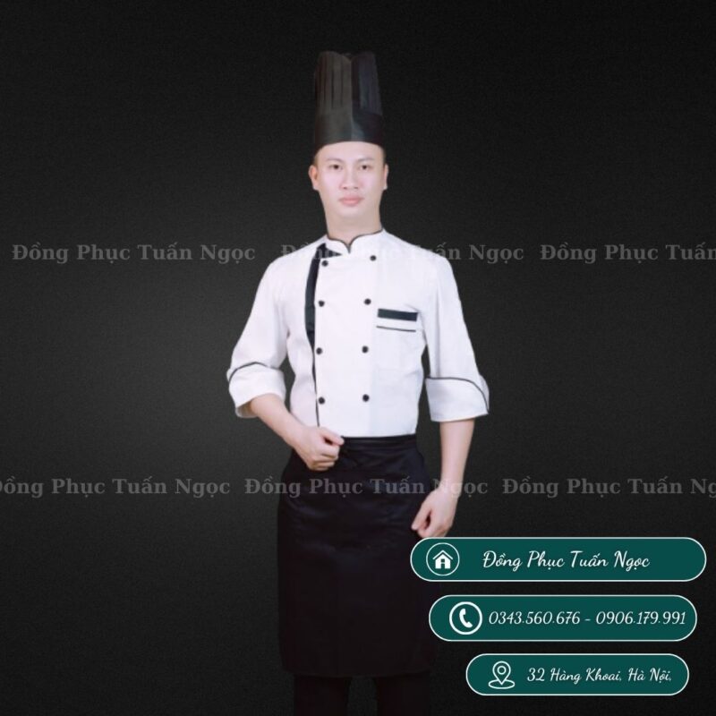 Áo bếp ngắn tay màu trắng 41 - 2