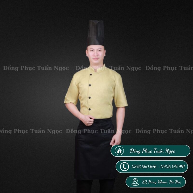 Áo bếp ngắn tay màu vàng 38 - 1