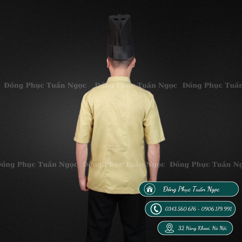 Áo bếp ngắn tay màu vàng 38 - 2