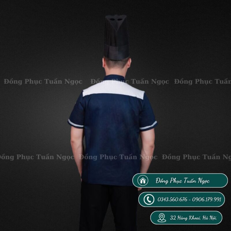 Áo bếp ngắn tay màu xanh 40 - 2